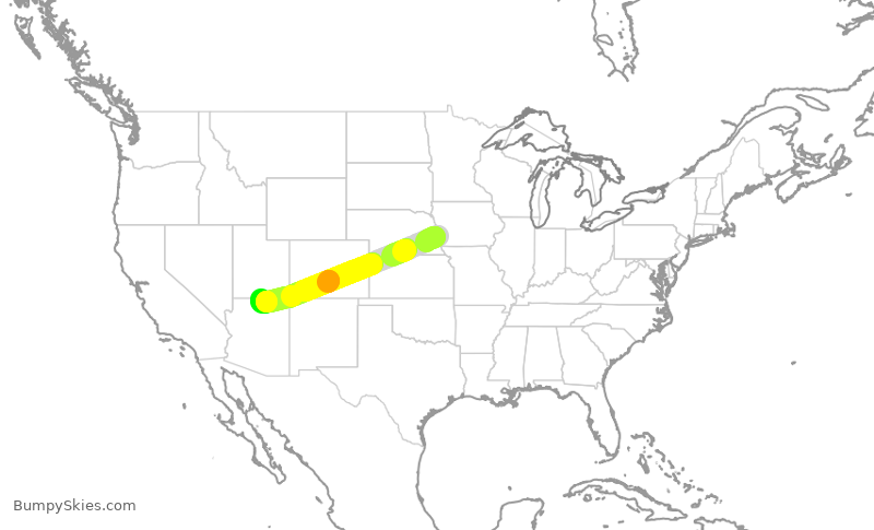 Turbulence forecast map for EJM122, CBF to PGA