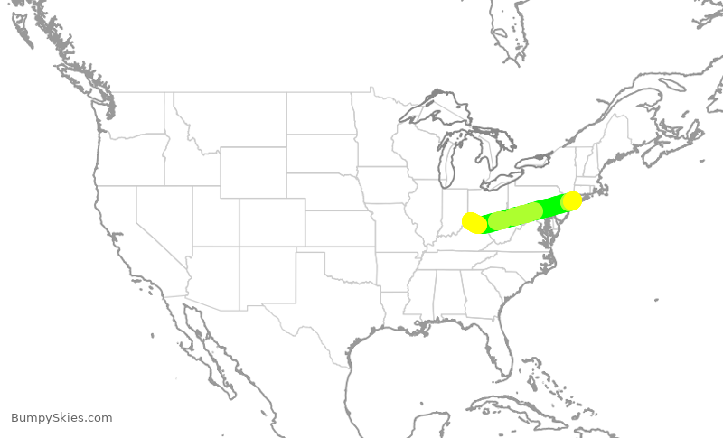 Turbulence forecast map for EJM124, LUK to FRG