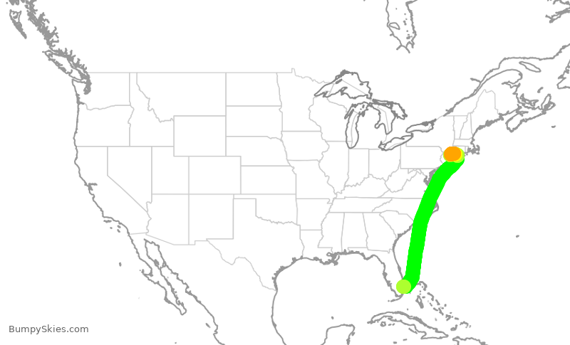 Turbulence forecast map for EJM131, FXE to HPN