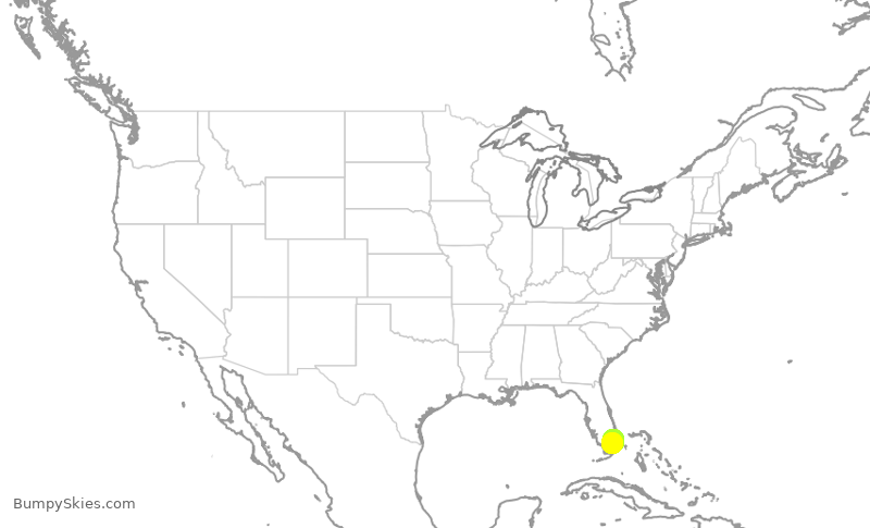 Turbulence forecast map for EJM131, OPF to FXE