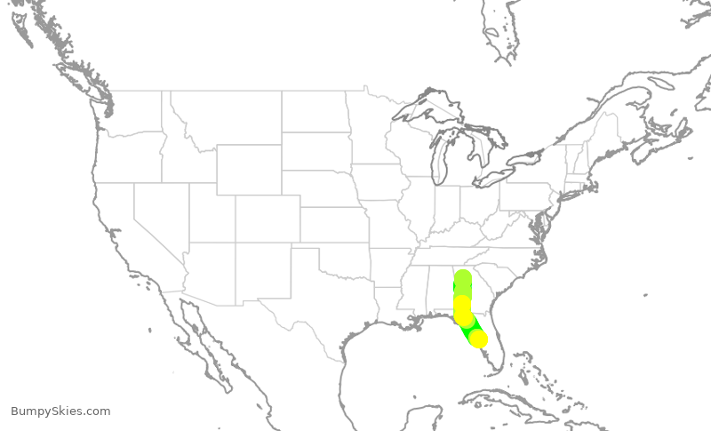 Turbulence forecast map for EJM132, PDK to TPA