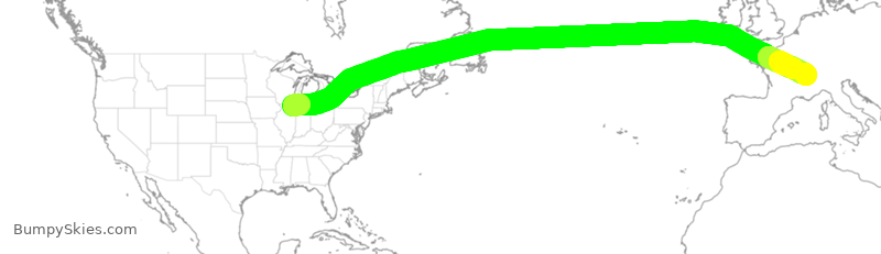 Turbulence forecast map for EJM133, PWK to SGG