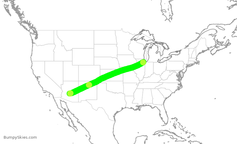 Turbulence forecast map for EJM141, SCF to MDW
