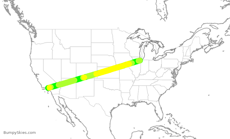 Turbulence forecast map for EJM145, VNY to GYY