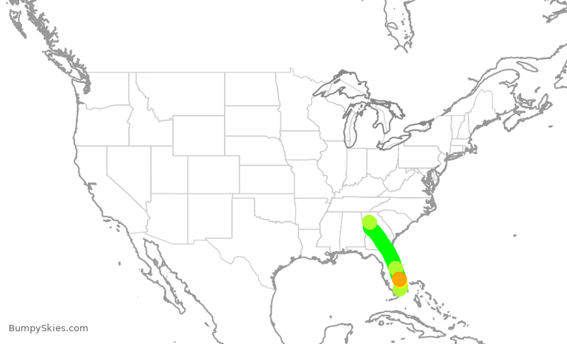 Turbulence forecast map for EJM15, PDK to MIA