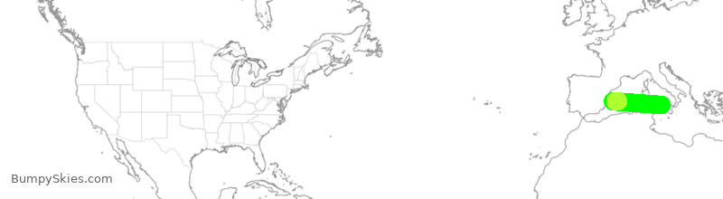 Turbulence forecast map for EJM180, IBZ to PMO