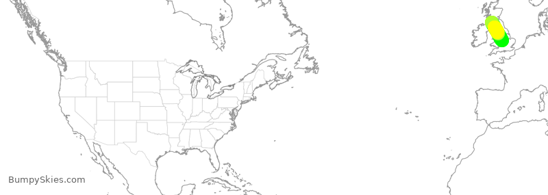 Turbulence forecast map for EJM193, PIK to BHX