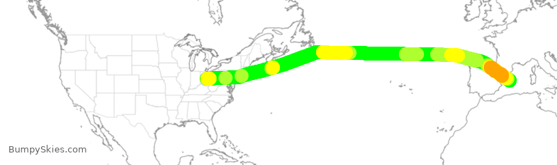 Turbulence forecast map for EJM193, CMH to PMI