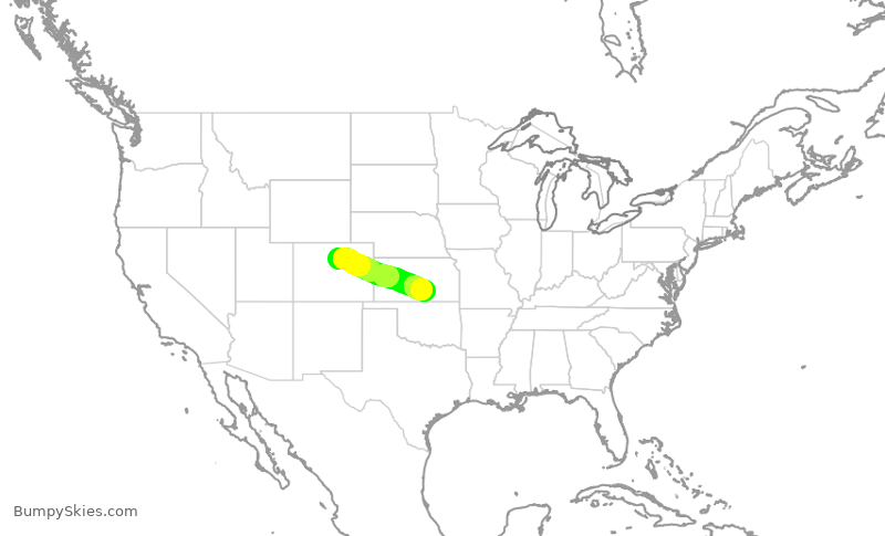 Turbulence forecast map for EJM19, BJC to ICT