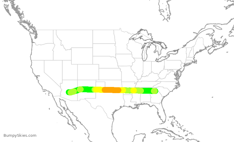 Turbulence forecast map for EJM1, SCF to AHN