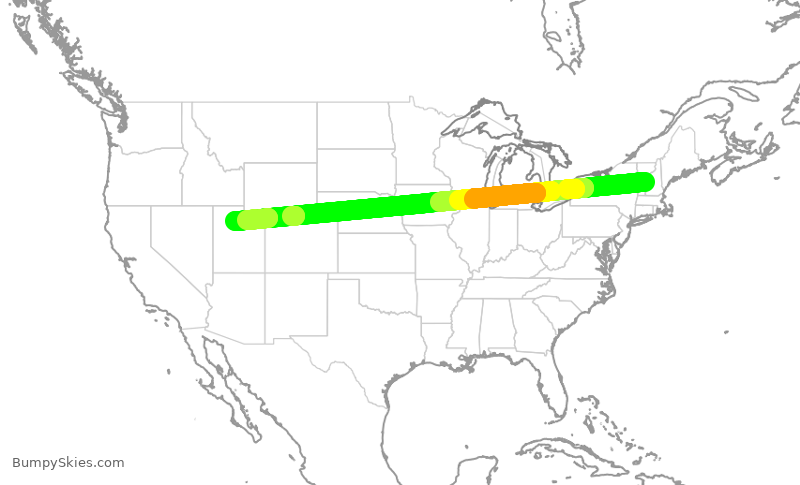 Turbulence forecast map for EJM200, LEB to SLC