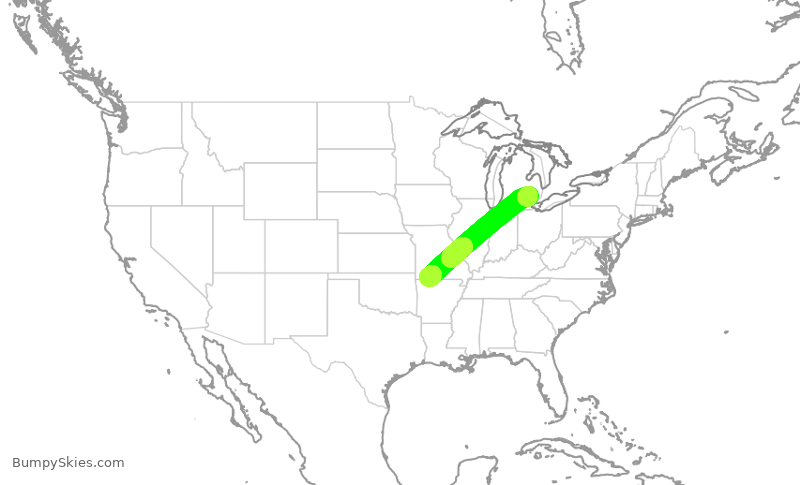 Turbulence forecast map for EJM217, PTK to BKG