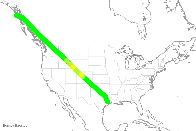 Turbulence forecast map for EJM221, IAH to SIT