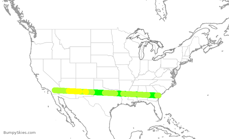 Turbulence forecast map for EJM221, TRM to SAV