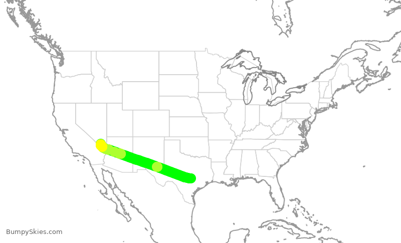Turbulence forecast map for EJM22, AUS to HSH