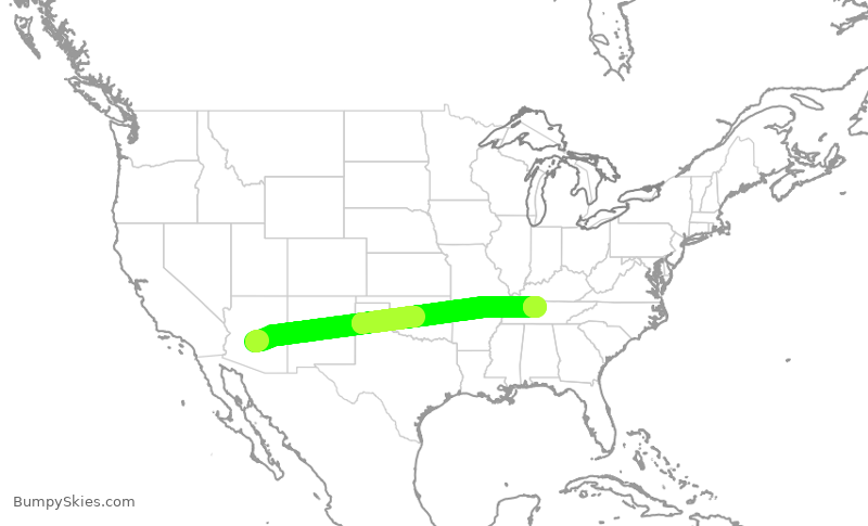 Turbulence forecast map for EJM22, SCF to KJWN