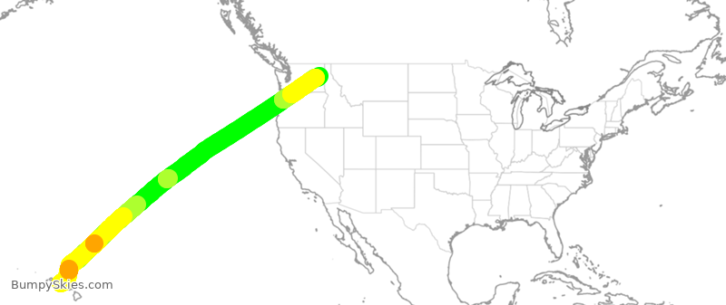 Turbulence forecast map for EJM22, HNL to GEG