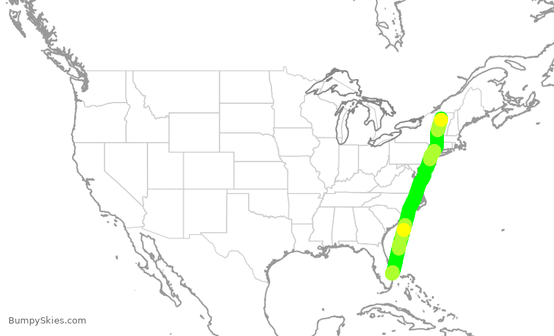 Turbulence forecast map for EJM239, BTV to DJT