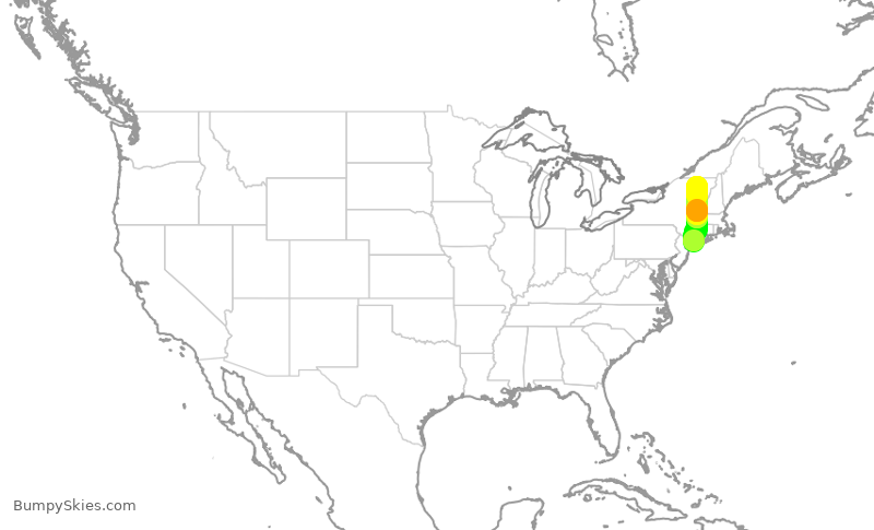 Turbulence forecast map for EJM239, FRG to BTV