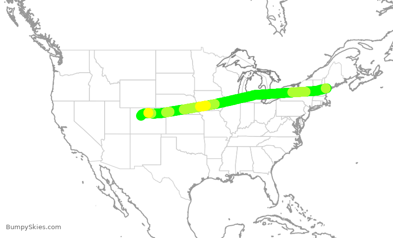 Turbulence forecast map for EJM239, PWM to EGE