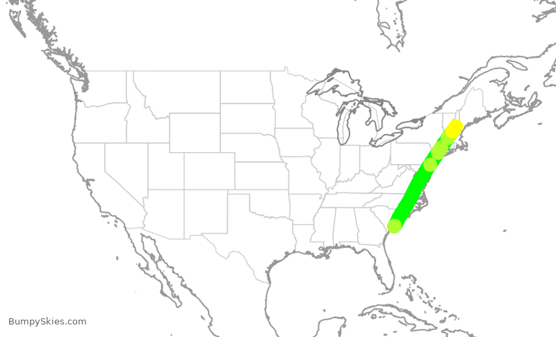 Turbulence forecast map for EJM247, KJZI to KLCI
