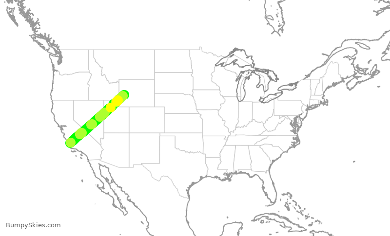 Turbulence forecast map for EJM250, SBP to PWY