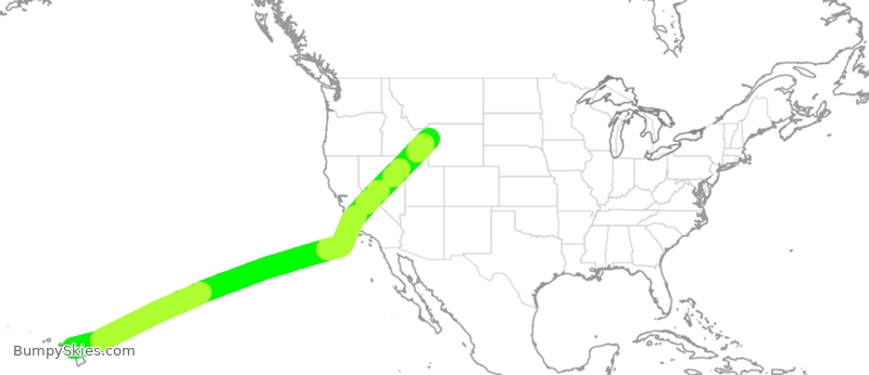 Turbulence forecast map for EJM250, HOG to JAC