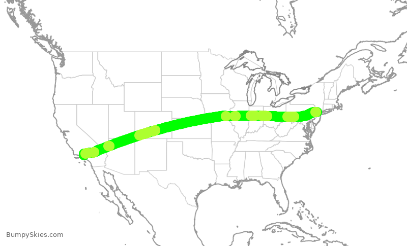 Turbulence forecast map for EJM261, MMU to VNY
