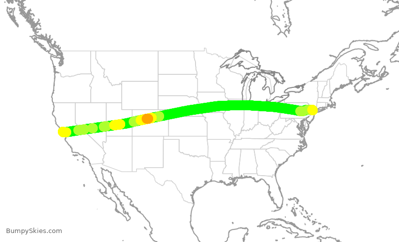 Turbulence forecast map for EJM261, TEB to SFO