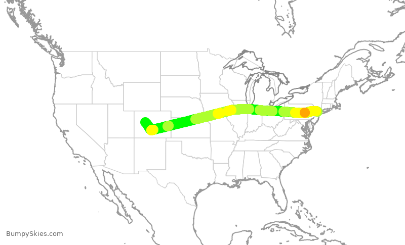 Turbulence forecast map for EJM271, TEB to ASE