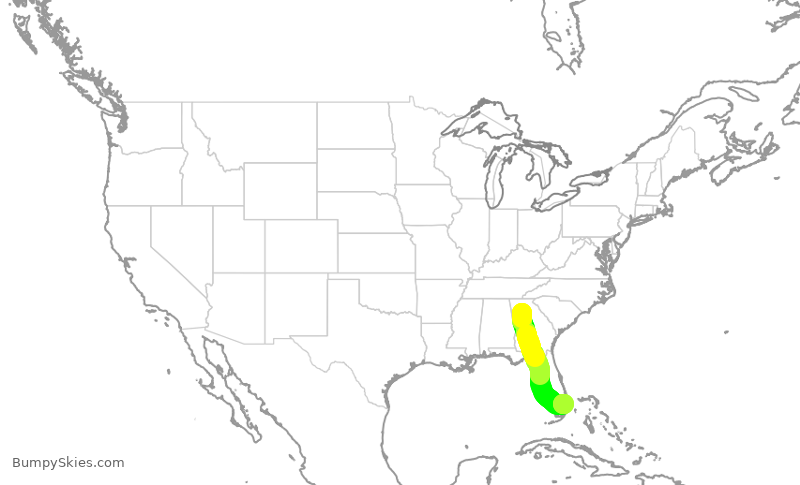 Turbulence forecast map for EJM295, PDK to FXE