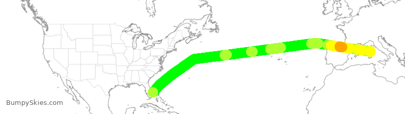 Turbulence forecast map for EJM2, KDJT to OLB
