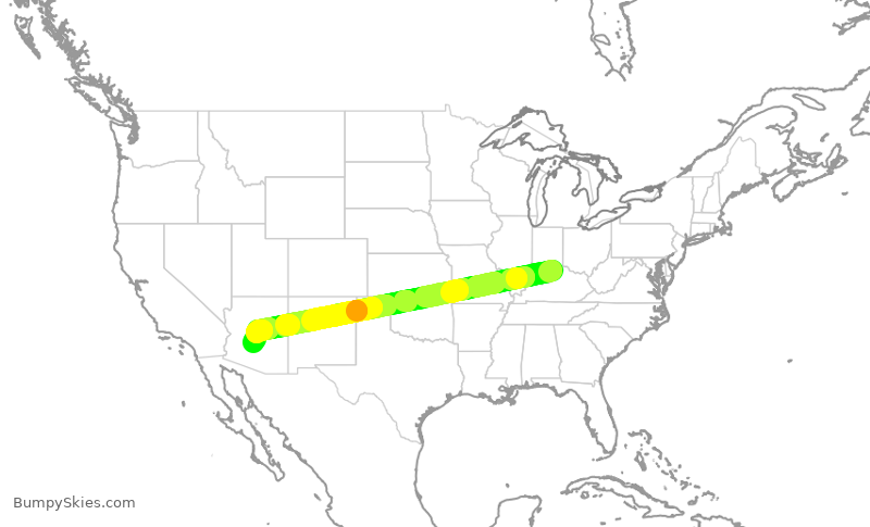 Turbulence forecast map for EJM313, IMS to SDL