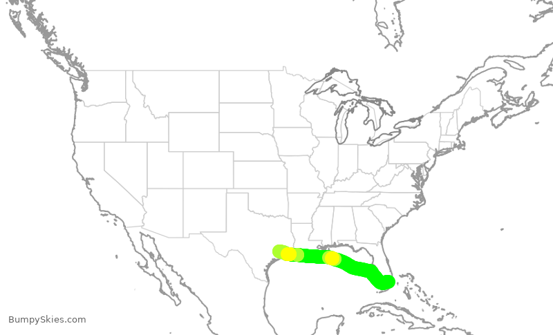 Turbulence forecast map for EJM31, MIA to SGR