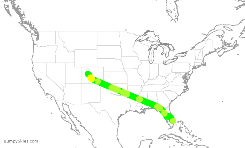 Turbulence forecast map for EJM347, KDJT to ASE