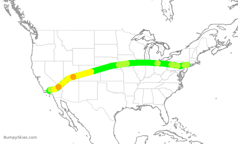 Turbulence forecast map for EJM34, HPN to VNY