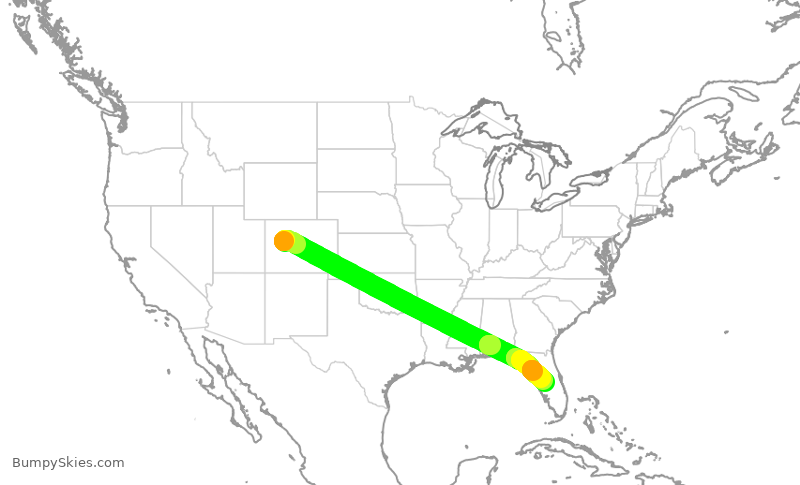 Turbulence forecast map for EJM350, ASE to KDJT