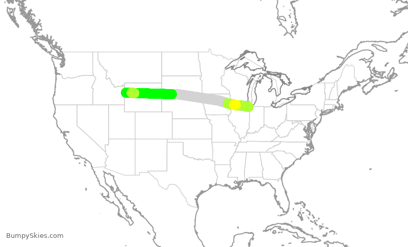 Turbulence forecast map for EJM35, GYY to JAC