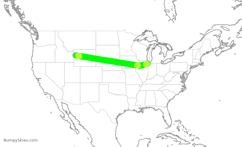 Turbulence forecast map for EJM35, JAC to GYY