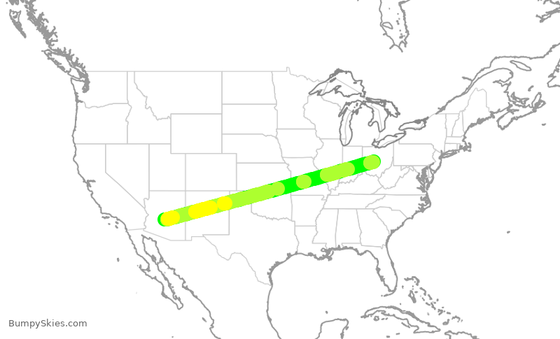 Turbulence forecast map for EJM36, SDL to OSU