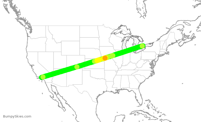 Turbulence forecast map for EJM435, YYZ to VNY