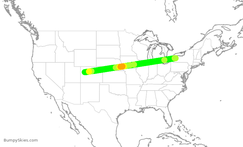 Turbulence forecast map for EJM435, BUF to RIL