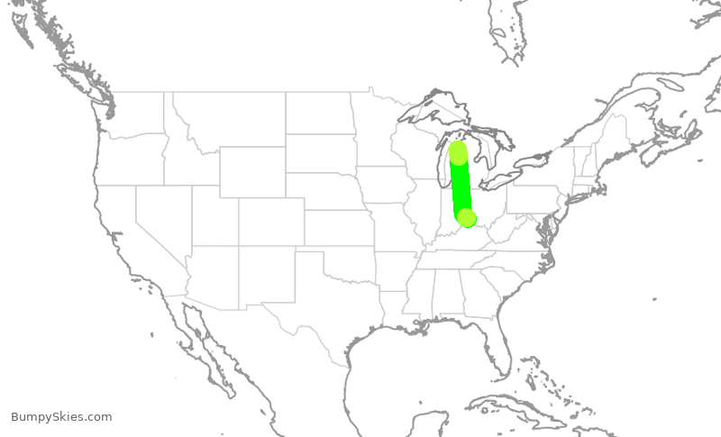 Turbulence forecast map for EJM441, LUK to TVC