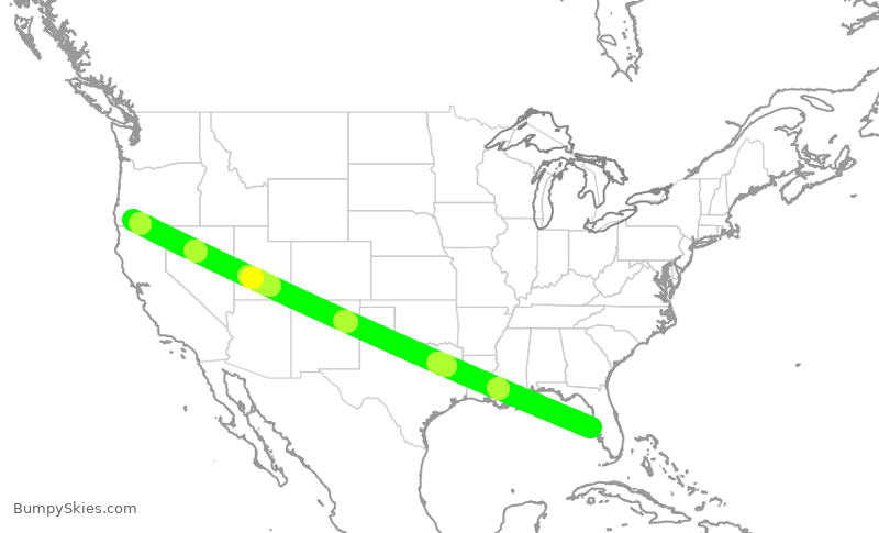 Turbulence forecast map for EJM450, SRQ to MFR