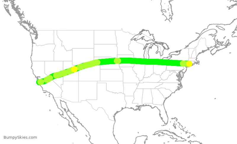 Turbulence forecast map for EJM470, MRY to HVN