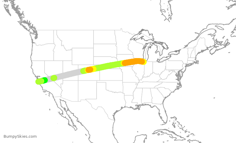 Turbulence forecast map for EJM4, GYY to MRY