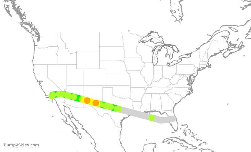 Turbulence forecast map for EJM515, MCO to VNY