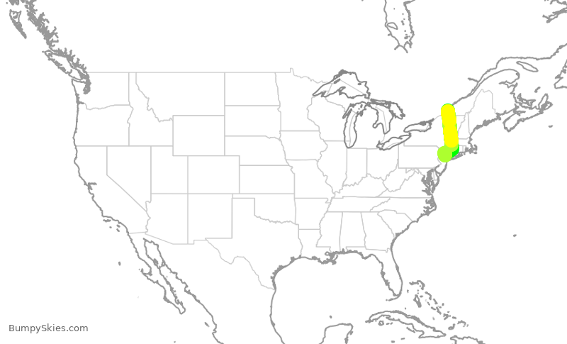Turbulence forecast map for EJM51, TEB to YUL
