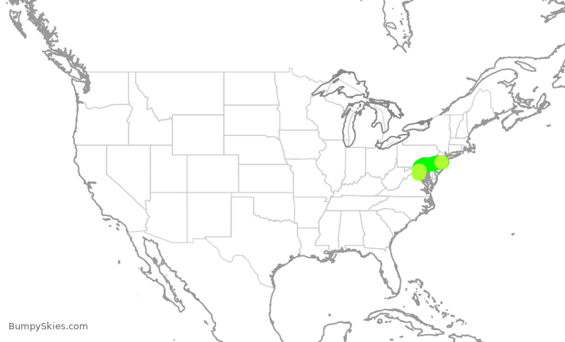 Turbulence forecast map for EJM522, KBLM to IAD