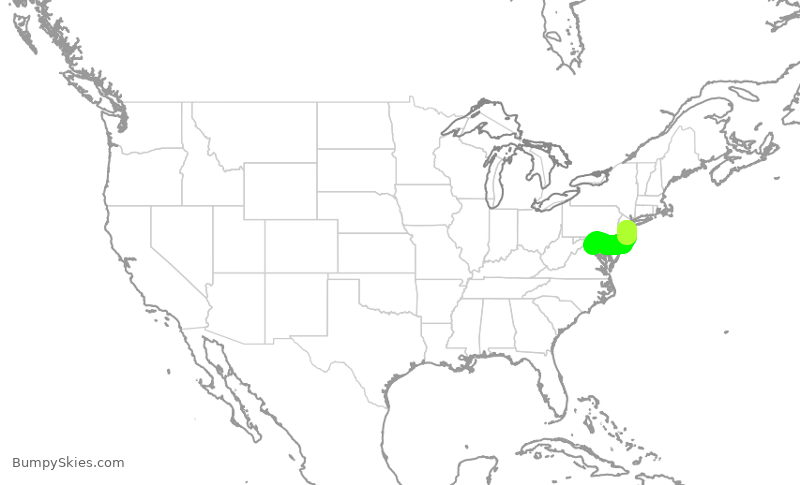 Turbulence forecast map for EJM522, IAD to KBLM